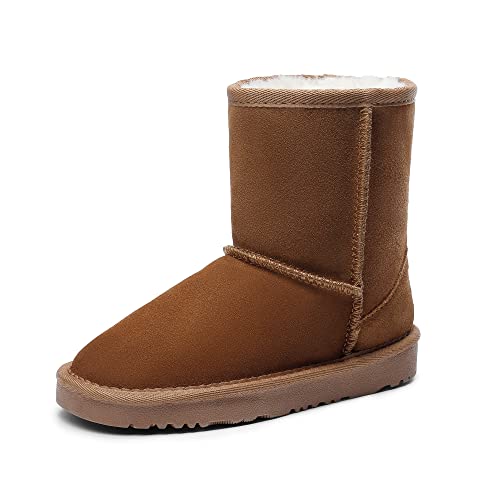 DREAM PAIRS Jungen Mädchen Schneestiefel fashion Winterstiefel mittelere Stiefel mit Warm Kunstfellfutter CHESTNUT 28 (EUR) SHORTY-K-E von DREAM PAIRS