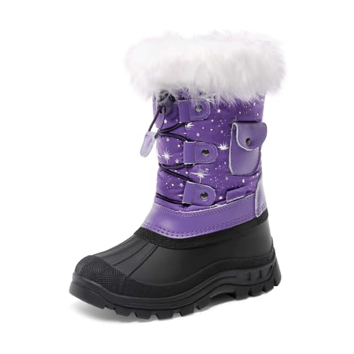 DREAM PAIRS Jungen Mädchen Schneestiefel Wasserdichte Winterstiefel mit Warm Kunstfellfutter Lila Größe 11 US Little Kid / 29 EU KSNOW von DREAM PAIRS