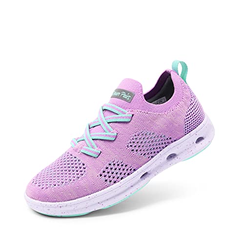 DREAM PAIRS Jungen Mädchen Schuhe Turnschuhe Sneakers Gestrickt Sportschuhe Schnelltrocknend Atmungsaktiv Leicht Low-Top rutschfest Running,Size 28.5,Lila/Grün,SDFS2317K von DREAM PAIRS