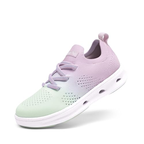 DREAM PAIRS Jungen Mädchen Schuhe Turnschuhe Sneakers Gestrickt Sportschuhe Schnelltrocknend Atmungsaktiv Leicht Low-Top rutschfest Running,Size 30,Lila/Minzgrün,SDFS2317K von DREAM PAIRS
