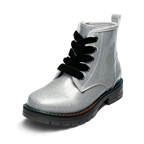 DREAM PAIRS Jungen Mädchen Stiefel Klassische Stiefel für Kinder Herbst Fashion Schnürstiefel Winterstiefel mittelere Stiefel,Size 30,Silber/Pu,SDBO2220K von DREAM PAIRS