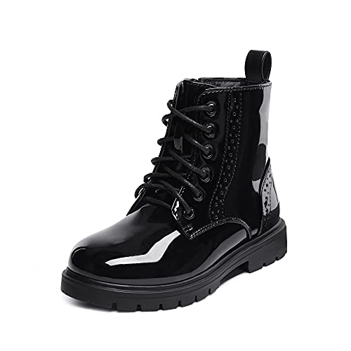 DREAM PAIRS Jungen Mädchen Stiefel Klassische Stiefel für Kinder Herbst Fashion Schnürstiefel Winterstiefel mittelere Stiefel Schwarz 37 (EUR) KBO211 von DREAM PAIRS