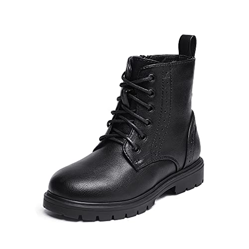 DREAM PAIRS Jungen Mädchen Stiefel Klassische Stiefel für Kinder Herbst fashion Schnürstiefel Winterstiefel mittelere Stiefel Schwarz/PU 35 (EUR) KBO211 von DREAM PAIRS