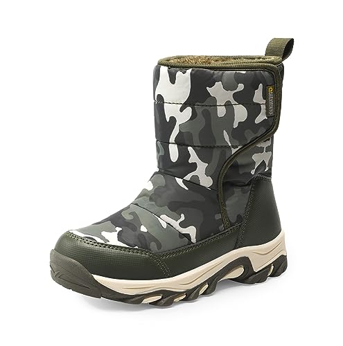 DREAM PAIRS Jungen Mädchen rutschfest wasserdichte Windgeschützt Winter Schneestiefel Fashion Schnürstiefel Winterstiefel mittelere Stiefel,Size 30,Camo/Grün,SDSB2222K von DREAM PAIRS