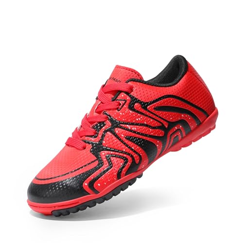 DREAM PAIRS Jungen fussballschuh Mädchen Sportschuhe Leichtathletik Trainingsschuhe Bequeme und verschleißfeste Weitsprunglaufschuhe Outdoor Unisex,Size 30,Rot/Schwarz/Weiss,SDSO2413K von DREAM PAIRS