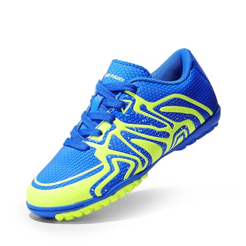 DREAM PAIRS Jungen fussballschuh Mädchen Sportschuhe Leichtathletik Trainingsschuhe Bequeme und verschleißfeste Weitsprunglaufschuhe Outdoor Unisex,Size 31,Königlich/Zitronengrün/Weiss,SDSO2413K von DREAM PAIRS