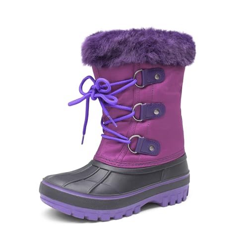 DREAM PAIRS Jungen und Mädchen Kunstfell gefütterte Winterstiefel Purple 10 Forester von DREAM PAIRS