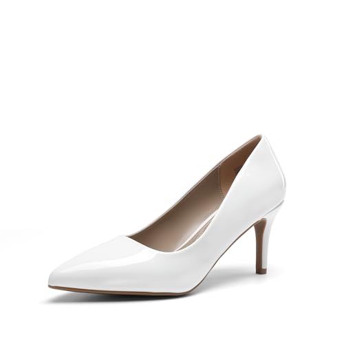 DREAM PAIRS Damen Klassische, modische Pumps mit spitzer Zehenpartie und hohem Absatz,Size 38.5,Weiss/Pat,KUCCI von DREAM PAIRS
