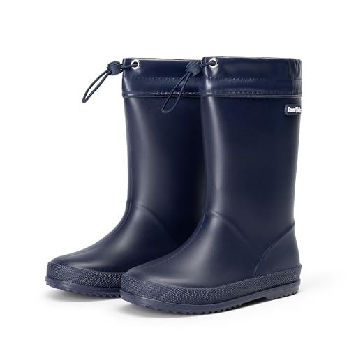 DREAM PAIRS Kinder Regenstiefel Gummistiefel Verstellbarer Kordelzug Verhindert das Eindringen von Wasser Rutschfest leicht verschleißfest Jungen und Mädchen Stiefel,Size 31,Marine,SDRB2401K von DREAM PAIRS