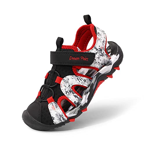 DREAM PAIRS Kinder Sandalen Jungen Mädchen Outdoor Sommer Sport Sandalen Klettverschluss Sommer Schuhe SCHWARZ/ROT 32 (EUR) SDAS2305K-E von DREAM PAIRS