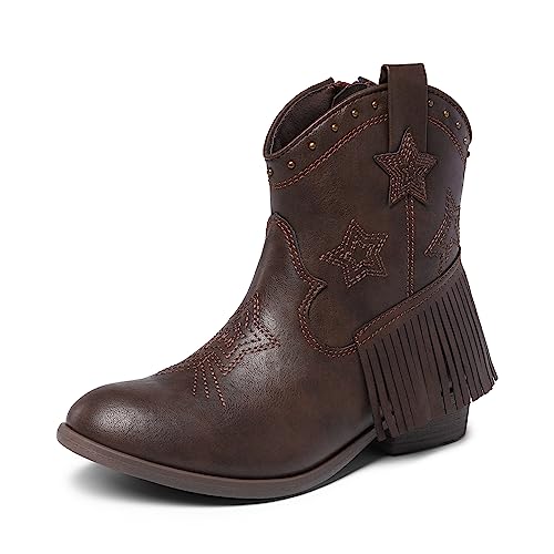 DREAM PAIRS Mädchen Jungen Stiefel Mode Cowboystiefel Westernstiefel fashion Schnürstiefel Kinder Mittlere Schuhe Warm mit Futter BRAUN SDBO2302K Größe 37.5 (EUR) von DREAM PAIRS