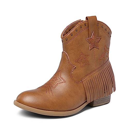 DREAM PAIRS Mädchen Jungen Stiefel Mode Cowboystiefel Westernstiefel Fashion Herbststiefel Kinder Mittlere Schuhe Warm mit Futter,Size 37.5,Kamel,SDBO2302K von DREAM PAIRS