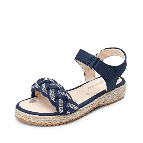 DREAM PAIRS Mädchen Keilsandalen Kindersandalen Sommer Schmetterling mit Verstellbarer Knöchel und Strassverzierter geflochtener Riemen NAVY 29 (EUR) SDSD2303K-E von DREAM PAIRS