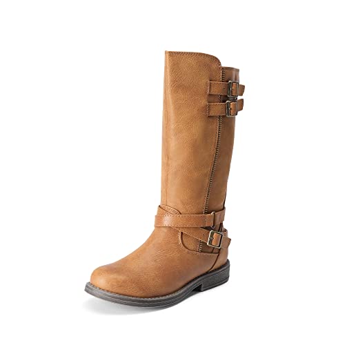 DREAM PAIRS Mädchen modische Reitstiefel Kinder Herbststiefel Boots hohe Stiefel Boots,Size 36,Bräunen,LUCKID-03 von DREAM PAIRS
