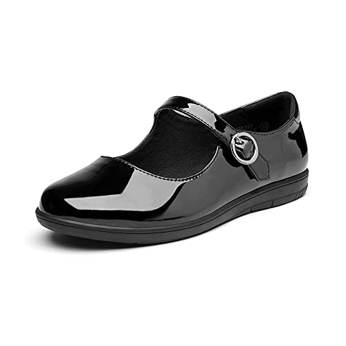 DREAM PAIRS Mädchen Mary Jane Ballerina Flache Schuhe Schuluniform Schuhe SCHWARZ/Lack/PU KFL217 Größe 27EU/10US von DREAM PAIRS