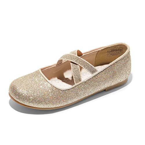 DREAM PAIRS Mädchen Mary Jane Strap Flache Schuhe Ballerinas Prinzessin Schuhe Flache Schulschuhe Gold 25.5EU/8 US Angie-2 von DREAM PAIRS