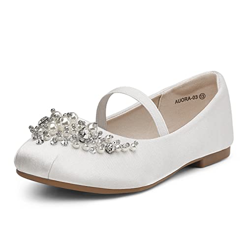 DREAM PAIRS Mädchen Mary Jane Strap Flache Schuhe Ballerinas Prinzessin Schuhe Flache Schulschuhe WEIß AURORA-03-E Größe 33 (EUR) von DREAM PAIRS