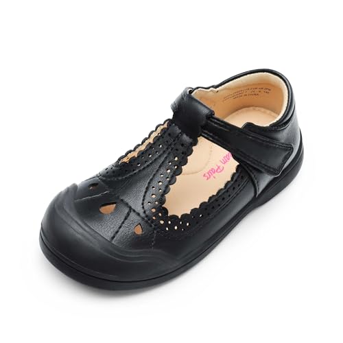 DREAM PAIRS Kind kleine Mädchen Mary Jane Strap Flache Schuhe Ballerinas Prinzessin Schuhe Flache Schulschuhe, T-Riemen,Size 22,SCHWARZ,SDFL2402K von DREAM PAIRS