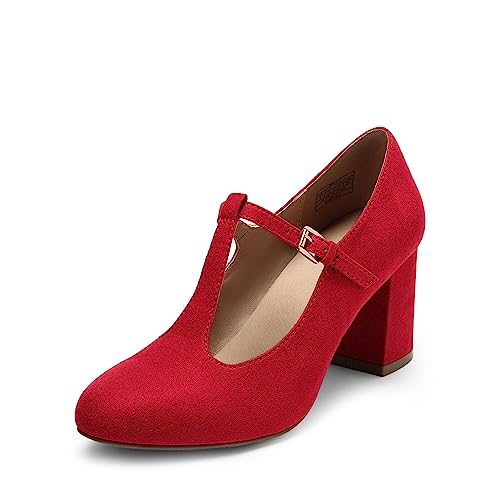 DREAM PAIRS Mary Jane Pumps mit T-Riemen, Hochzeitsschuhe für Damen,Size 41.5,Rot,DPU211 DREAM PAIRS Mary Jane Pumps mit T-Riemen, Hochzeitsschuhe für Damen,Size 41.5,Rot,DPU211 von DREAM PAIRS