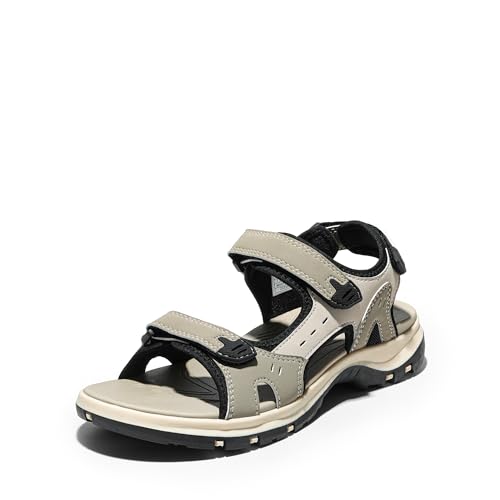 DREAM PAIRS Sandalen Klettverschluss Damen Trekkingsandalen Wandersandalen rutschfester Gummisohle & wasserabweisend für Strand, Freizeit, Wassersport,Size 41.5,Beige,SDSA2401W von DREAM PAIRS