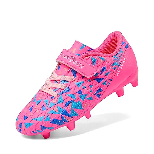 DREAM PAIRS Fußballschuhe Kinder Jungen Fußballschuhe Mädchen Atmungsaktive Fussball Schuhe Unisex Halle Trainingsschuhe Sportschueh für Outdoor,Size 28,PINK/KÖNIGSBLAU,SDSO2307K von DREAM PAIRS