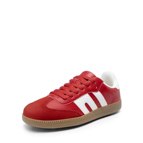 DREAM PAIRS Retro Damen-Sneaker mit veganem Obermaterial, atmungsaktivem Mesh-Futter,Size 37,Rot,DWUMFN2550 von DREAM PAIRS