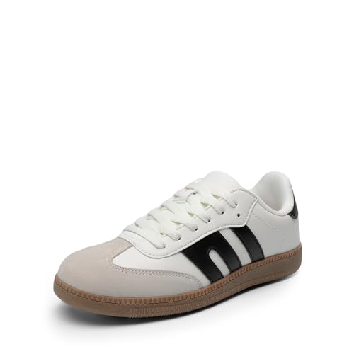 DREAM PAIRS Retro Damen-Sneaker mit veganem Obermaterial, atmungsaktivem Mesh-Futter,Size 39,Weiss,DWUMFN2550 von DREAM PAIRS