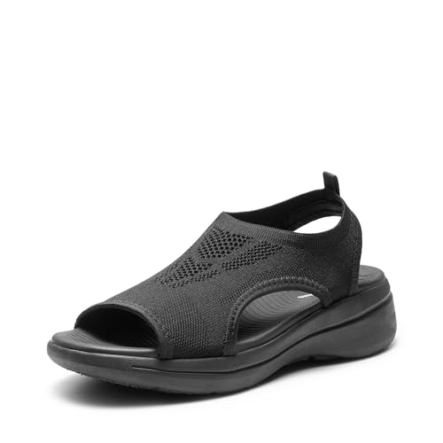 DREAM PAIRS Sandalen Damen Trekkingsandalen Wandersandalen, Atmungsaktive Sportsandalen mit EVA-Fußbett, Leicht & Rutschfest für Wandern, Strand & Camping,Size 40,Schwarz,DWUMST2508 von DREAM PAIRS