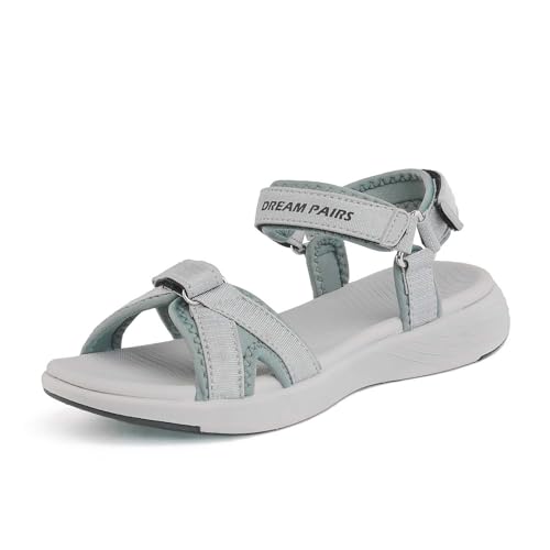 DREAM PAIRS Sandalen Damen Trekkingsandalen Wandersandalen MD-Gummisohle & gepolstertes EVA-Fußbett Atmungsaktiv & schnell trocknend Für Wandern,Size 40.5,Grau,QDL19001L von DREAM PAIRS