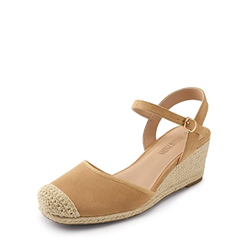 DREAM PAIRS Sandaletten Keilabsatz Damen Sommer Schuhe Keilsandalen Damen Sommer SDPW2345W-E KHAKI Größe 38 (EUR) von DREAM PAIRS