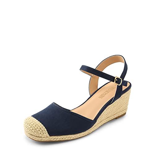 DREAM PAIRS Sandaletten Keilabsatz Damen Sommer Schuhe Keilsandalen Damen Sommer SDPW2345W-E NAVY Größe 39 (EUR) von DREAM PAIRS