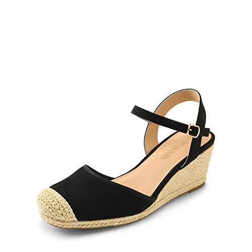 DREAM PAIRS Sandaletten Keilabsatz Damen Sommer Schuhe Keilsandalen Damen Sommer SDPW2345W-E SCHWARZ Größe 38 (EUR) von DREAM PAIRS