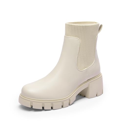 DREAM PAIRS Stiefel Damen Chelsea Stiefel Stiefeletten Ankle Booties Damen Boots 38.5 BEIGE SDAB2312W DREAM PAIRS Stiefel Damen Chelsea Stiefel Stiefeletten Ankle Booties Damen Boots 38.5 BEIGE SDAB2312W von DREAM PAIRS