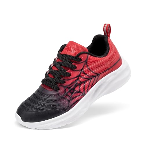 DREAM PAIRS Turnschuhe Kinder Sportschuhe Mädchen Jungen Sneaker Hallenschuhe Atmungsaktiv Laufschuhe Outdoor Schnüren Tennisschuhe,Size 37.5,Schwarz/Rot,SDRS2330K von DREAM PAIRS