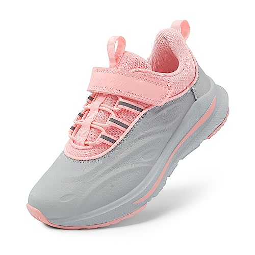 DREAM PAIRS Unsex Kinder Sneaker verschleißfest Wasserfest Turnschuhe Mädchen Jungen Sportschuhe mit Klettverschluss Laufschuhe,Size 37.5,Hellgrau/Rosa,SDRS2335K von DREAM PAIRS