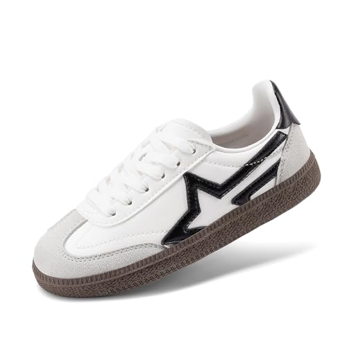 DREAM PAIRS Unisex Jungen Mädchen Schuhe Turnschuhe Schnürschuhe Sneakers Low-Top rutschfest modisch täglich Kinde,Size 33.5,Weiss,KKUMFN2506 von DREAM PAIRS