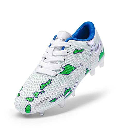 DREAM PAIRS Fußballschuhe Kinder Jungen Fußballschuhe Mädchen Atmungsaktive Fussball Schuhe Unisex Halle Trainingsschuhe Sportschueh für Outdoor,Size 31,Weiss/GRÜN,SDSO2301K von DREAM PAIRS