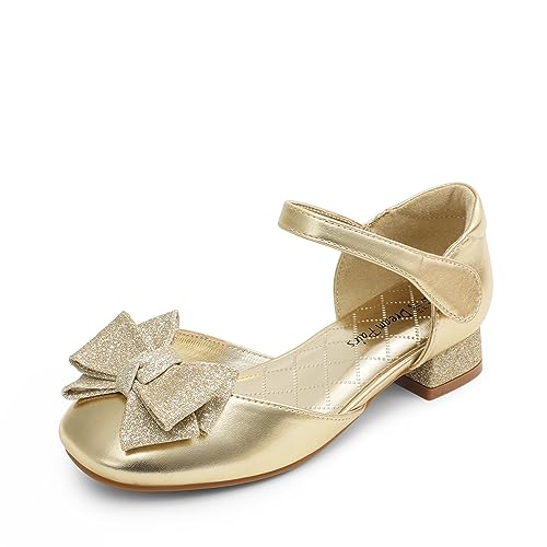 DREAM PAIRS mädchenschuhe Mädchen Ballerinas Kommunionschuhe Prinzessinnen Schuhe Flache Schuhe Mary Jane festlicheschuhe Schleife weiß schwarz,Size 28.5,Gold,SDFL2314K von DREAM PAIRS