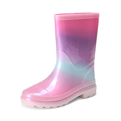 Dream Paris Kinder Gummistiefel Regenschuhe Rutschfest und leicht für Jungen und Mädchen SDRB2202K-E GRADIENT ROSA 25 (EUR) von Dream Pairs