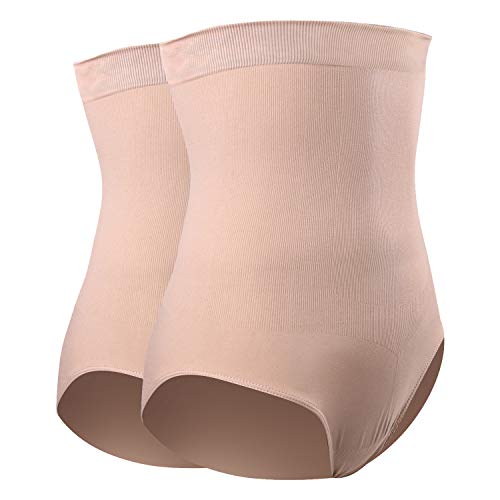 DREAM SLIM Damen High-Waist Nahtlose Body Shaper Slips Feste Bauchkontrolle Schlankheits Shapewear Panties Girdle Unterwäsche, Nude 2 Stück, Medium-Large von DREAM SLIM