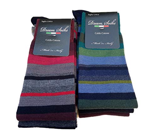 DREAM SOCKS 6 Paar lange Herrensocken aus warmer Stretch-Baumwolle, 100% Made in Italy, verschiedene Sortimente (41-46, 6 X Set. VIERZEILIG) von DREAM SOCKS