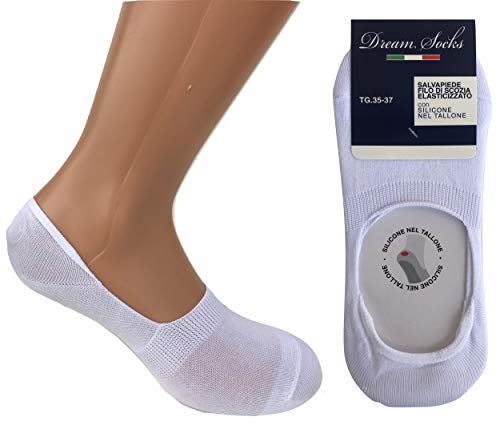 DREAM SOCKS 6 Paar unsichtbare niedrige Socken für Damen Herren mit Silikon in der Ferse für Sneaker, Mokassins, atmungsaktive Socken in Stretch-Lisle, schwarz weiß beige (6 Paare Weiß, 44-46) von DREAM SOCKS