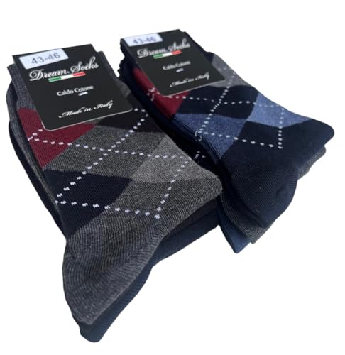 DREAM SOCKS Kurze Herrensocken, warme Baumwolle, elastisch, 100% Made in Italy, verschiedene Sortimente, 6 x Set schottischen, 39-42 von DREAM SOCKS