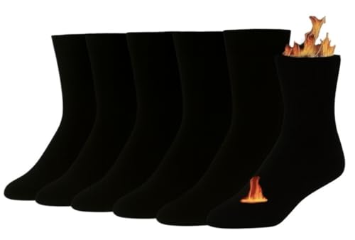 Socken kurze Socken aus Winter-Thermo-Fleece für Ski kältebeständige, schwere Socken mit hoher Wärmeisolierung.(3 or 6 pack) (35-40, 6 Paar Set. SCHWARZ) von DREAM SOCKS