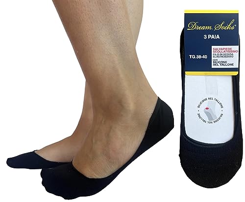 unsichtbare niedrige Socken für Damen Herren mit Silikon in der Ferse für Sneaker, Mokassins, Socken in Stretch-Lisle (as3, numeric, numeric_41, numeric_43, regular, regular, 3 X BLACK 657) von DREAM SOCKS