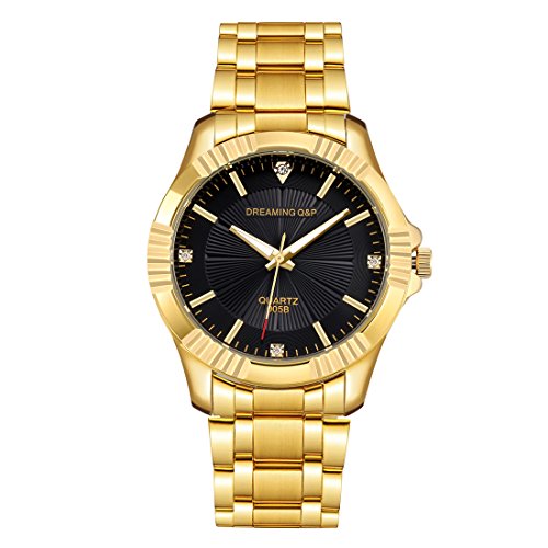 DREAMING Q&P Herren Quarz Analog Uhr mit Gold Edelstahl Armband Länge Verstellbar WD005B DREAMING Q&P Herren Quarz Analog Uhr mit Gold Edelstahl Armband Länge Verstellbar WD005B von DREAMING Q&P