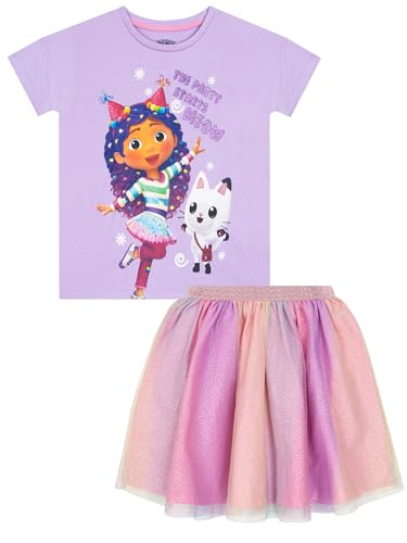 DreamWorks Gabby’s Dollhouse Mädchen T-Shirt Und Tütü | Top Und Röcke Für Mädchen | Lila 116 von DREAMWORKS GABBY'S DOLLHOUSE