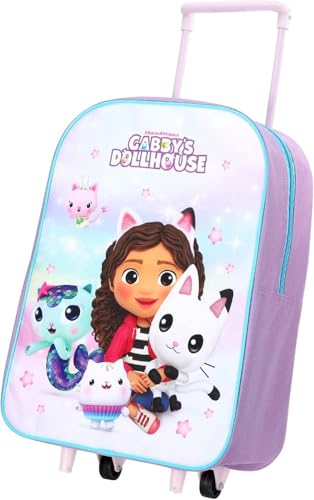 Gabbys Puppenhaus Mädchen Kinder Standard Faltbarer Trolley - Handgepäck Tasche für Kinder - Rucksack für Schule Reisen Urlaub Kofferträger von DREAMWORKS GABBY'S DOLLHOUSE