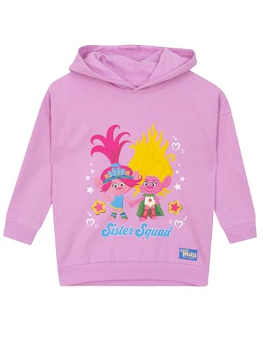 DREAMWORKS TROLLS Mädchen Hoodie | Viva Und Poppy Pullover Kinder | Mädchen Kleidung| Rosa 110 von DREAMWORKS TROLLS