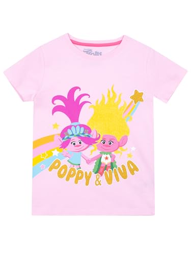 DREAMWORKS TROLLS T-Shirt | Viva und Poppy Tshirt | Troll T-Shirts für Mädchen | Offizielle Merchandise-Artikel | Rosa | 116 von DREAMWORKS TROLLS